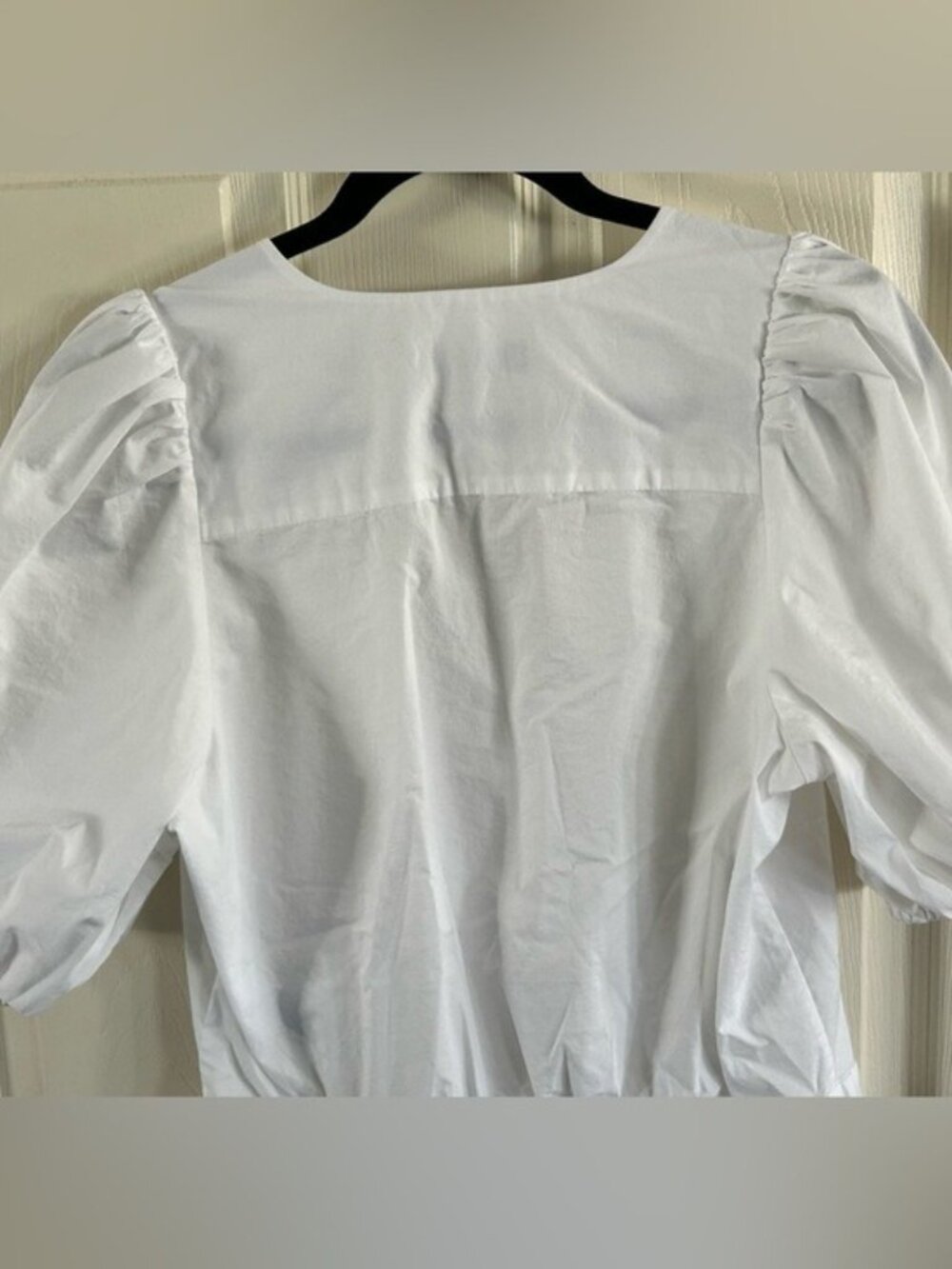 Banana Republic White Wrap Tie Puff-Sleeve Blouse Sz Med Summer Business Casual - Picture 10 of 16